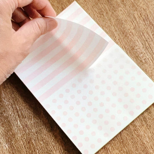 Memo Pad Pink Dots & Stripes