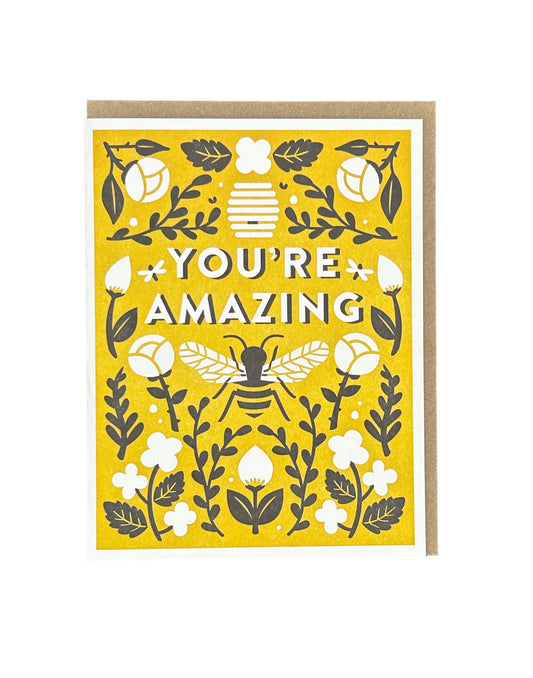 Botanical Bee Awesome Greeting Card