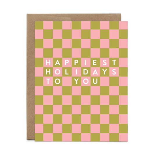 Happiest Holidays Checkered Greeting Card