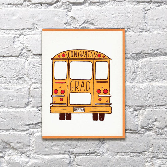 Congrats Grad Bus Greeting Card