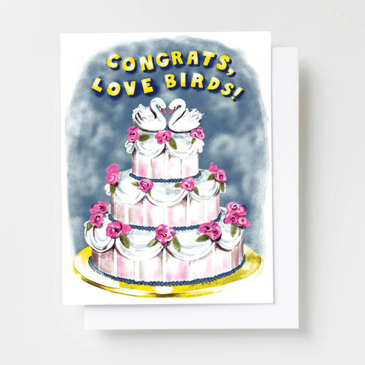 Congrats, Love Birds Risograph Card