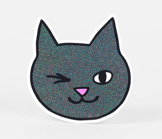 Black Pixie Dust Winky Cat Sticker