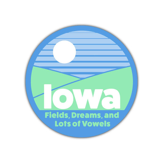 Iowa Fields, Dreams, and Lots of Vowels Sticker